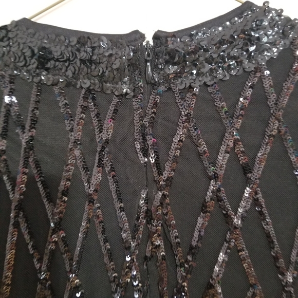 NWT L'ATISTE Black Sequin Long Sleeve Cocktail Dress womens size Small (332) - Picture 6 of 13